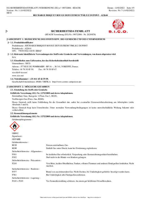 Sicherheitsdatenblatt