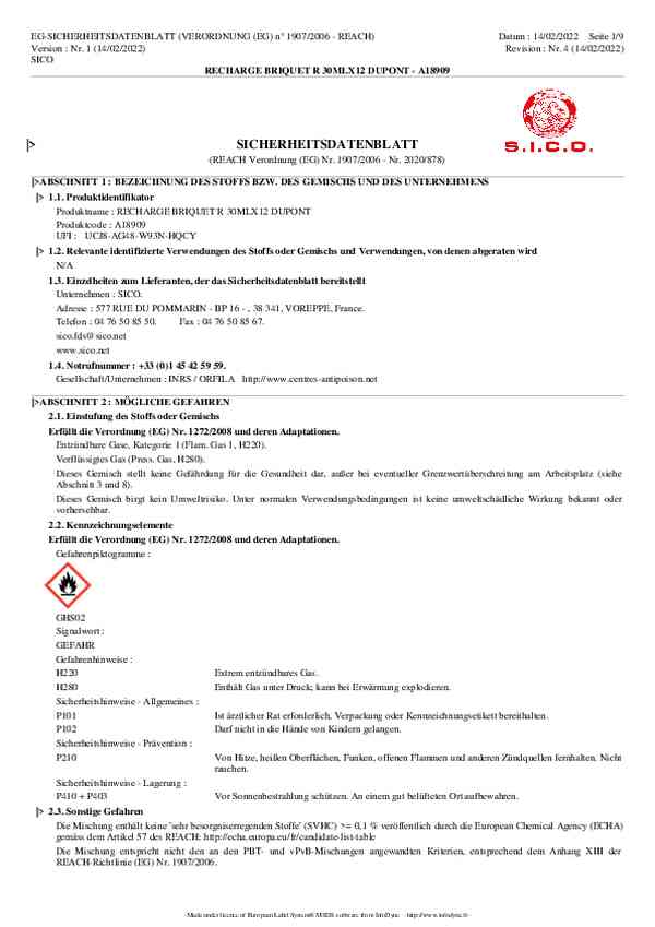 Sicherheitsdatenblatt