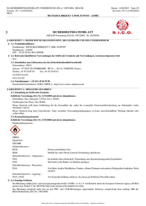 Sicherheitsdatenblatt