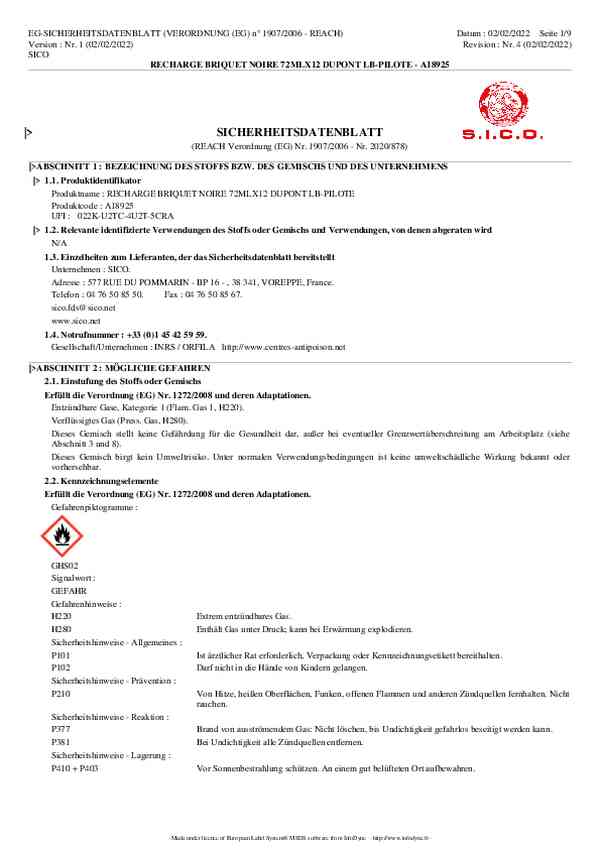 Sicherheitsdatenblatt