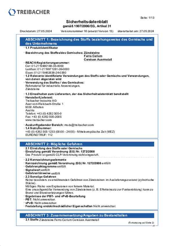 Sicherheitsdatenblatt