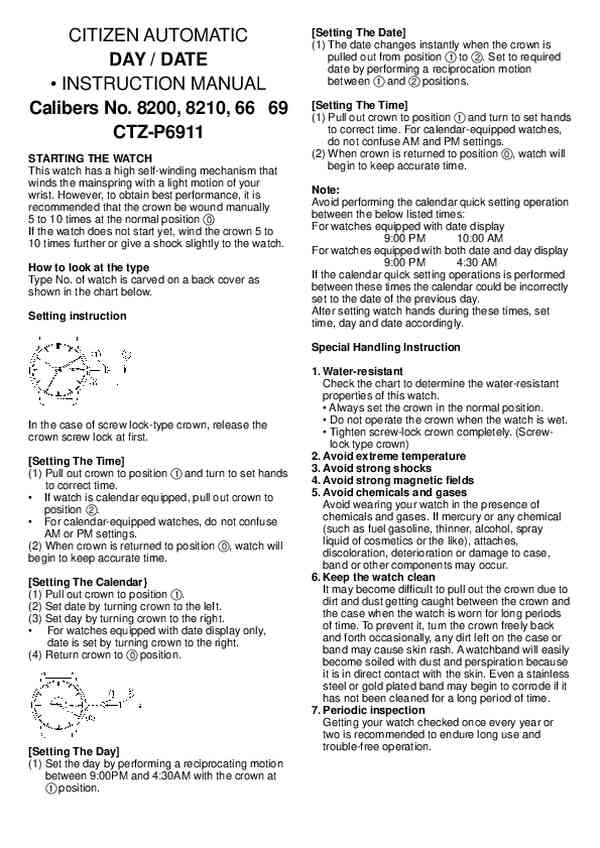 User guide Citizen NJ0151-88X
