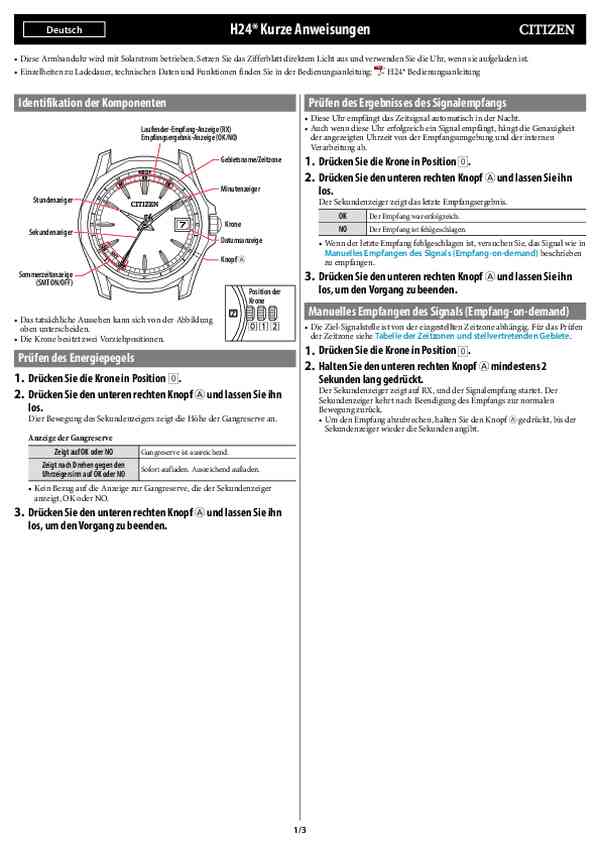 Benutzerleitfaden Citizen EC1186-85A