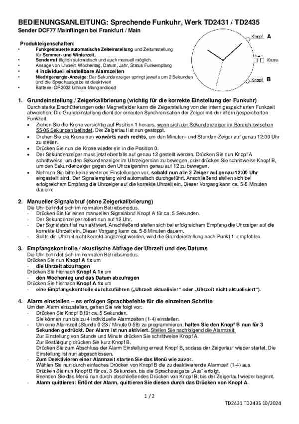Benutzerleitfaden Master Time MTLA-10943-12Z