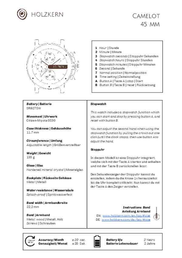 Benutzerleitfaden Holzkern 9120078333167