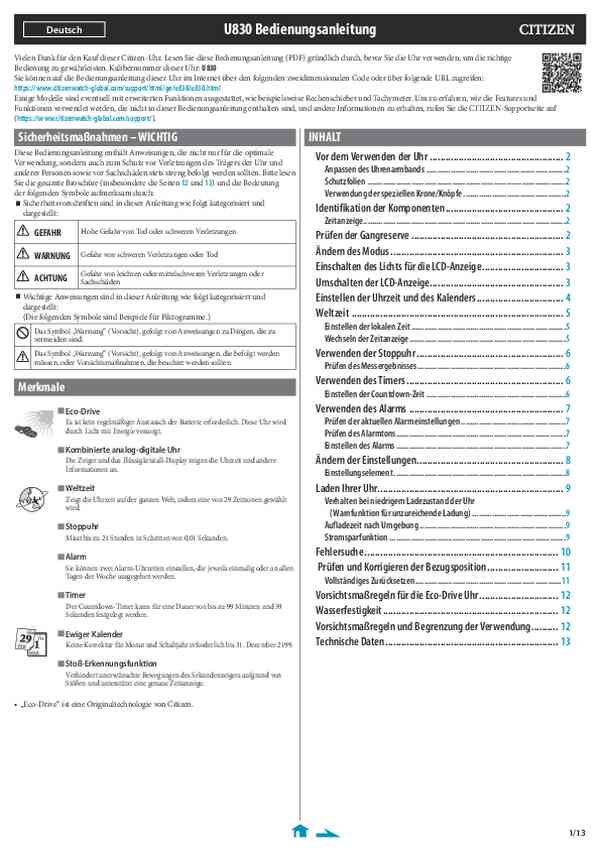 Benutzerhandbuch Citizen JV2000-51L
