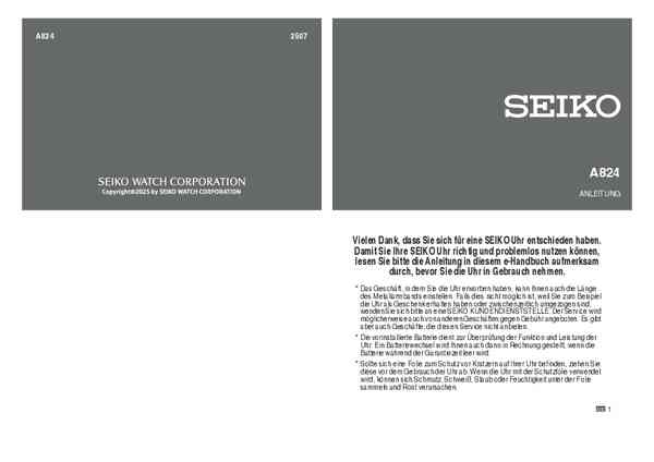 Benutzerleitfaden Seiko SMGG19P
