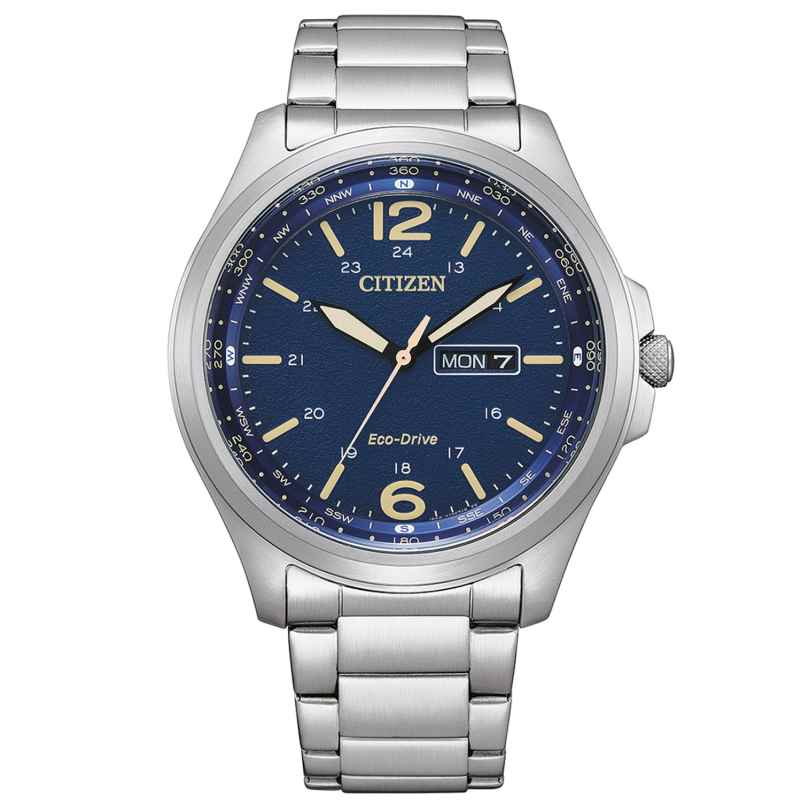 Citizen AW0110-82LE Eco-Drive Solar Men's Wristwatch Steel/Blue 4974374311351