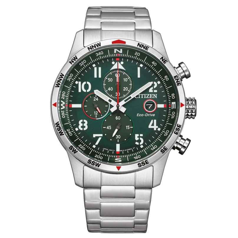Citizen CA0791-81X Eco-Drive Men's Solar Watch Chronograph Steel/Green 4974374311610