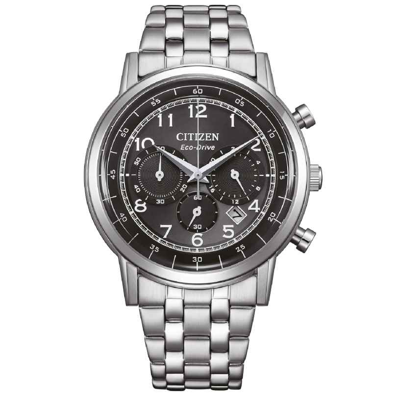 Citizen CA4630-53E Eco-Drive Herren-Chronograph Stahl/Schwarz 4974374344335