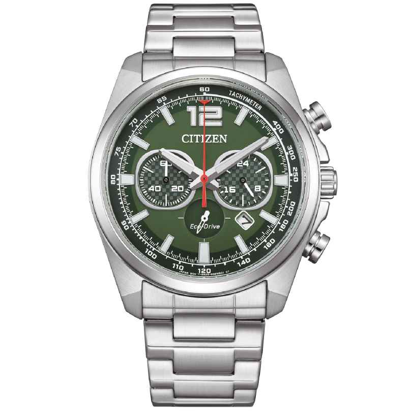 Citizen CA4640-50X Eco-Drive Chronograph Herrenuhr Stahl/Grün 4974374343833