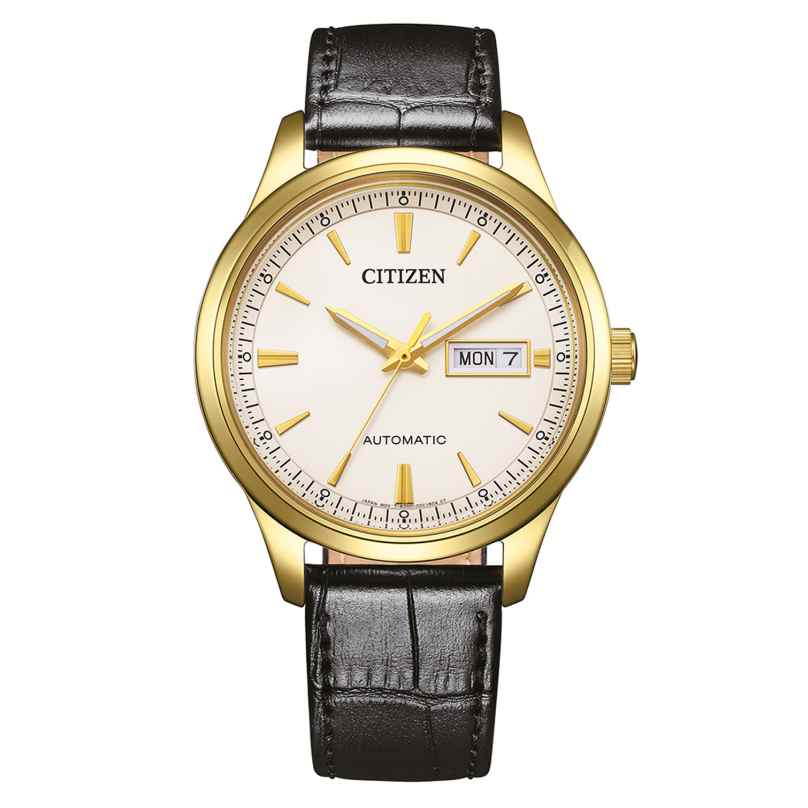 Citizen NY4059-09AE Men's Automatic Watch with Leather Strap Gold Tone 4974374343949