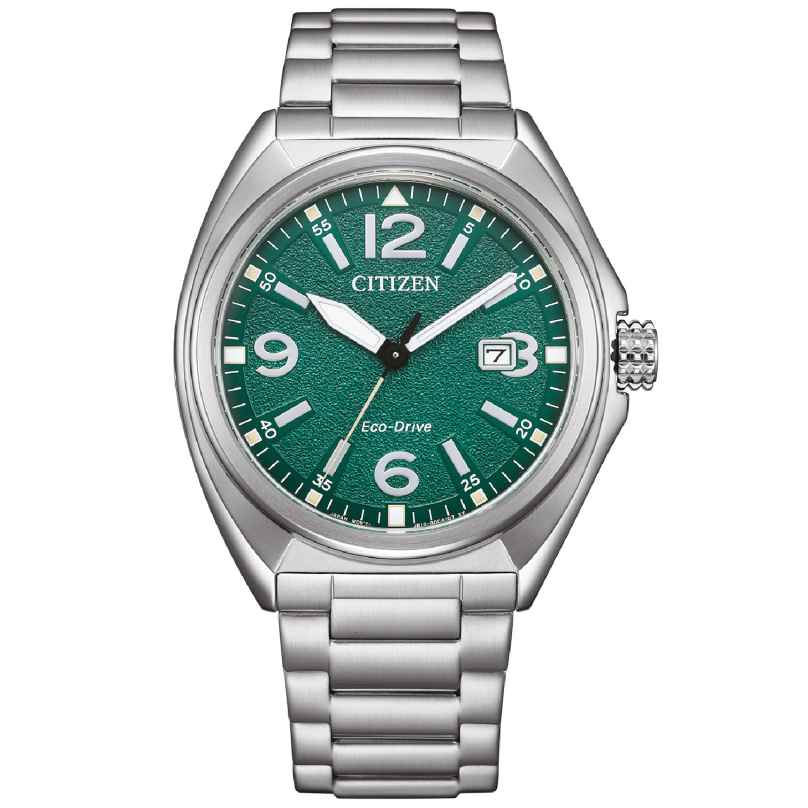 Citizen AW1571-76X Eco-Drive Solar Herren-Armbanduhr Stahl/Grün 4974374344175