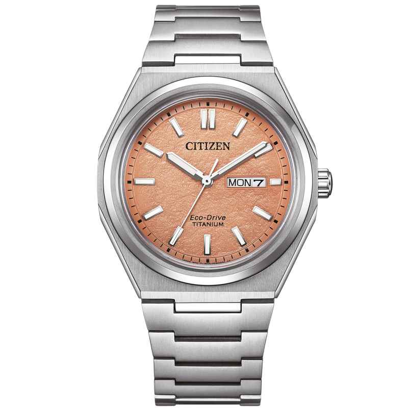 Citizen AW0130-85ZE Eco-Drive Herren-Solaruhr Titan Pfirsichfarben 4974374341723