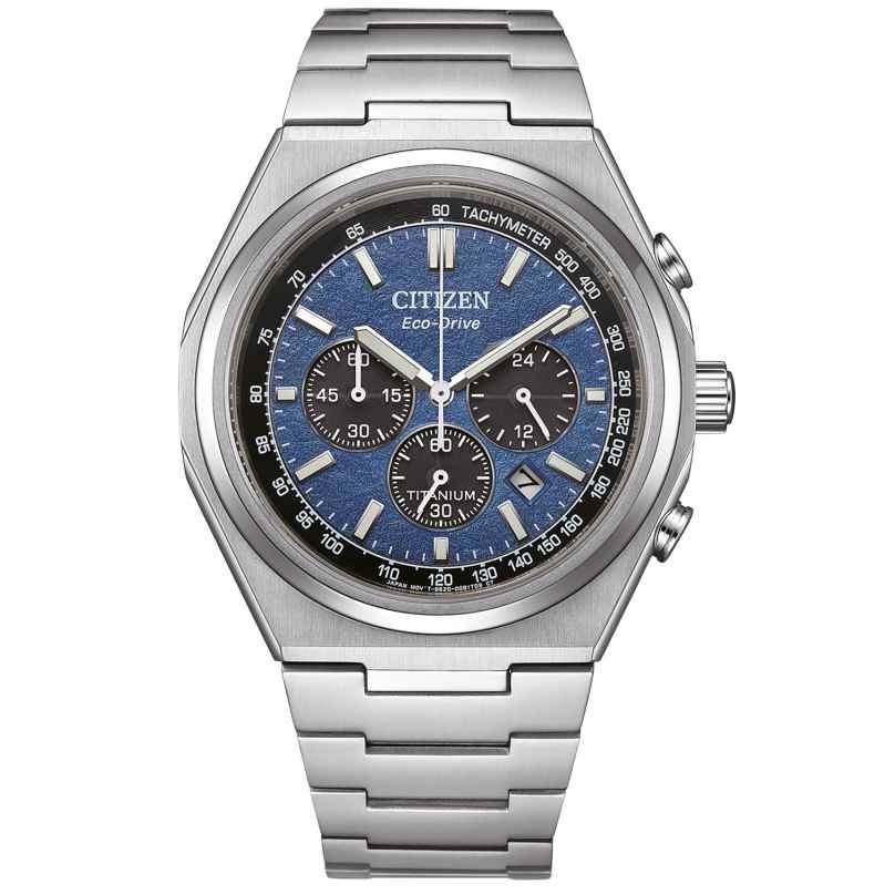 Citizen CA4610-85L Eco-Drive Herrenuhr Chronograph Titan Blau 4974374341655