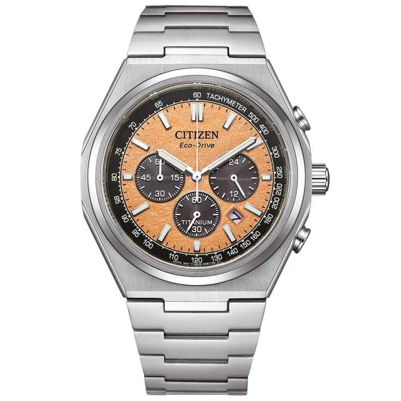 Citizen CA4610-85Z Eco-Drive Men´s Wristwatch Chronograph Titanium Peach Tone 4974374341679