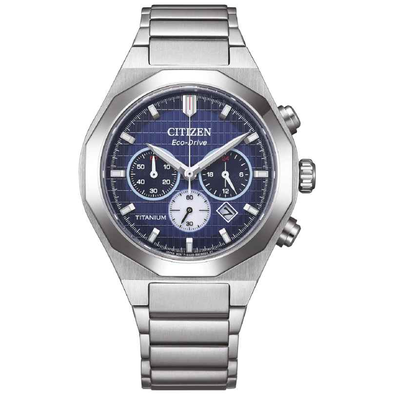 Citizen CA4691-59L Eco-Drive Herrenuhr Solar Chronograph Titan Blau 4974374345523