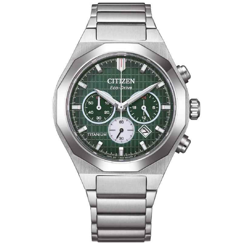 Citizen CA4691-59X Eco-Drive Herren-Chronograph Solar Titan Grün 4974374345509