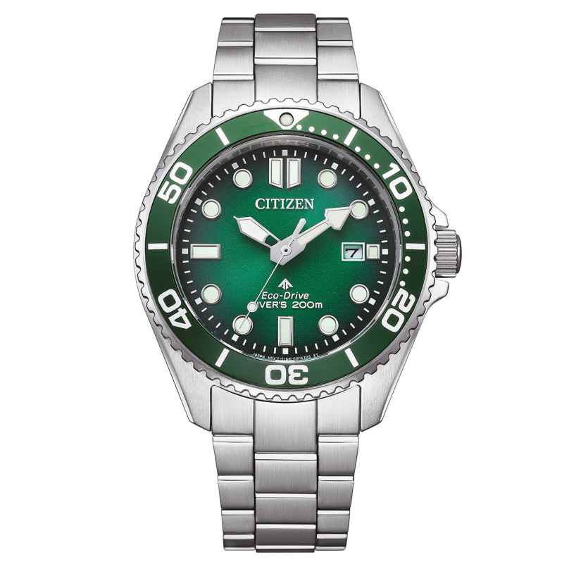 Citizen BN0269-50W Promaster Eco-Drive Men's Watch Steel/Green 4974374345868