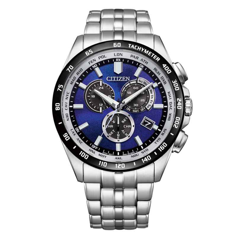 Citizen CB5874-81L Eco-Drive Herrenuhr Funk-Solar Stahl/Blau 4974374344830