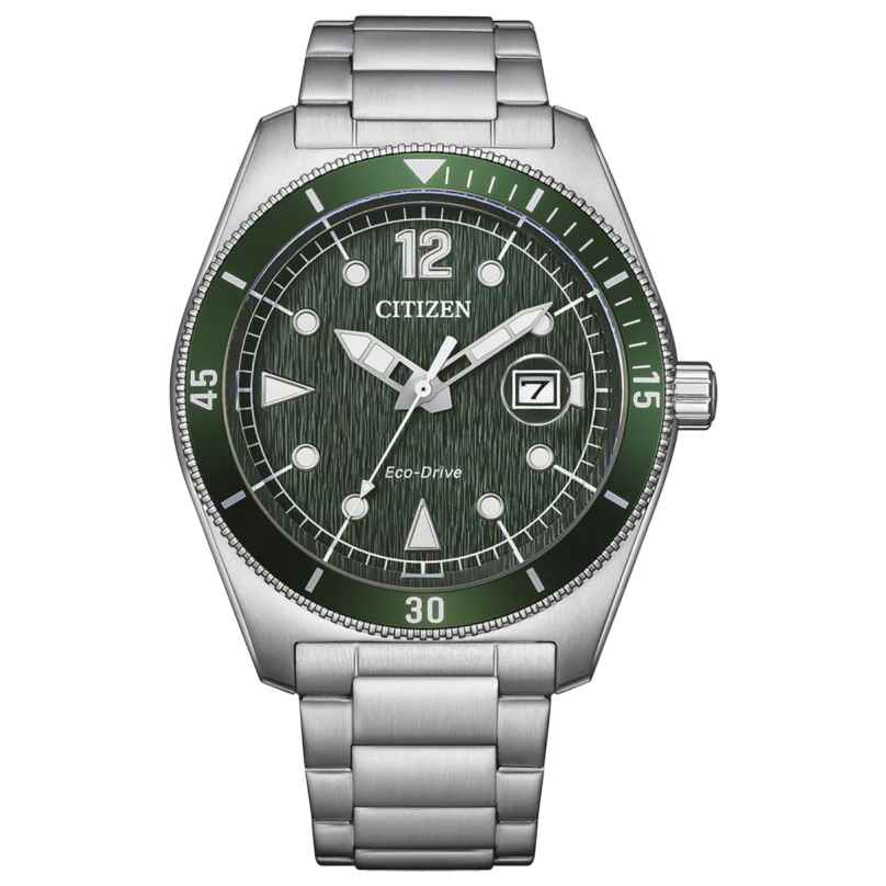 Citizen AW1880-55X Eco-Drive Marine Sports Solar Herren-Armbanduhr Stahl/Grün 4974374348005