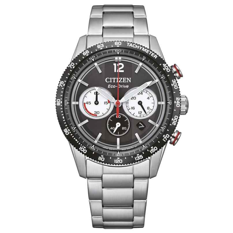 Citizen CA4714-55E Eco-Drive Herrenuhr Racing Chronograph Stahl/Schwarz 4974374347961