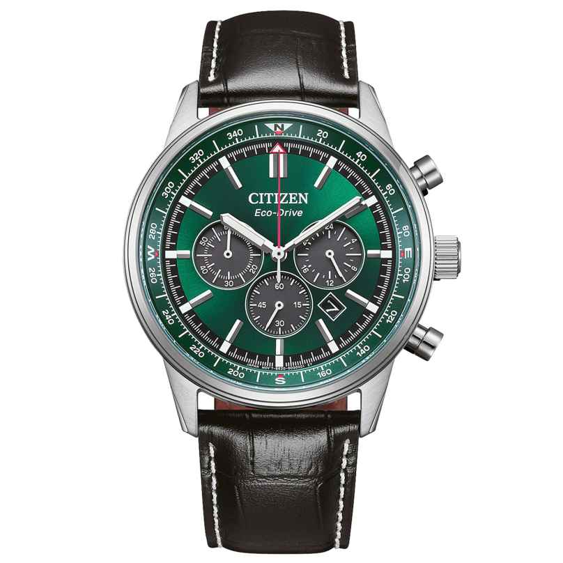 Citizen CA4720-01X Eco-Drive Herrenuhr Classic Chronograph Schwarz/Grün 4974374347831