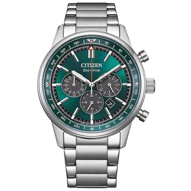 Citizen CA4720-52X Eco-Drive Herrenarmbanduhr Classic Chronograph Grün 4974374347862