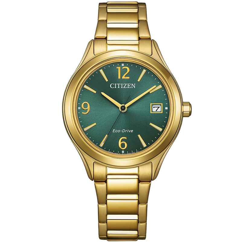 Citizen FE6122-64X Eco-Drive Damen-Solaruhr Goldfarben/Grün 4974374347725