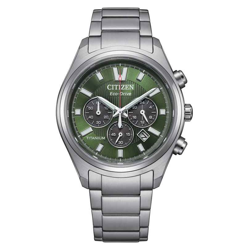 Citizen CA4750-51X Eco-Drive Herren-Armbanduhr Chronograph Solar Titan/Grün 4974374350640