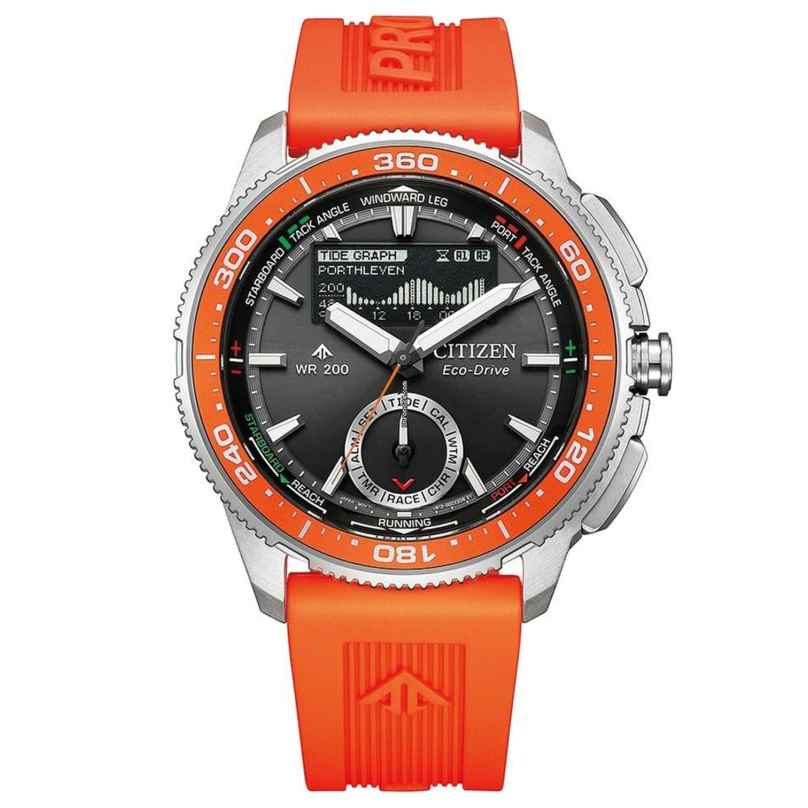 Citizen JV3000-13E Promaster Eco-Drive Solar-Herrenuhr Wave Tracker Orange 4974374351623