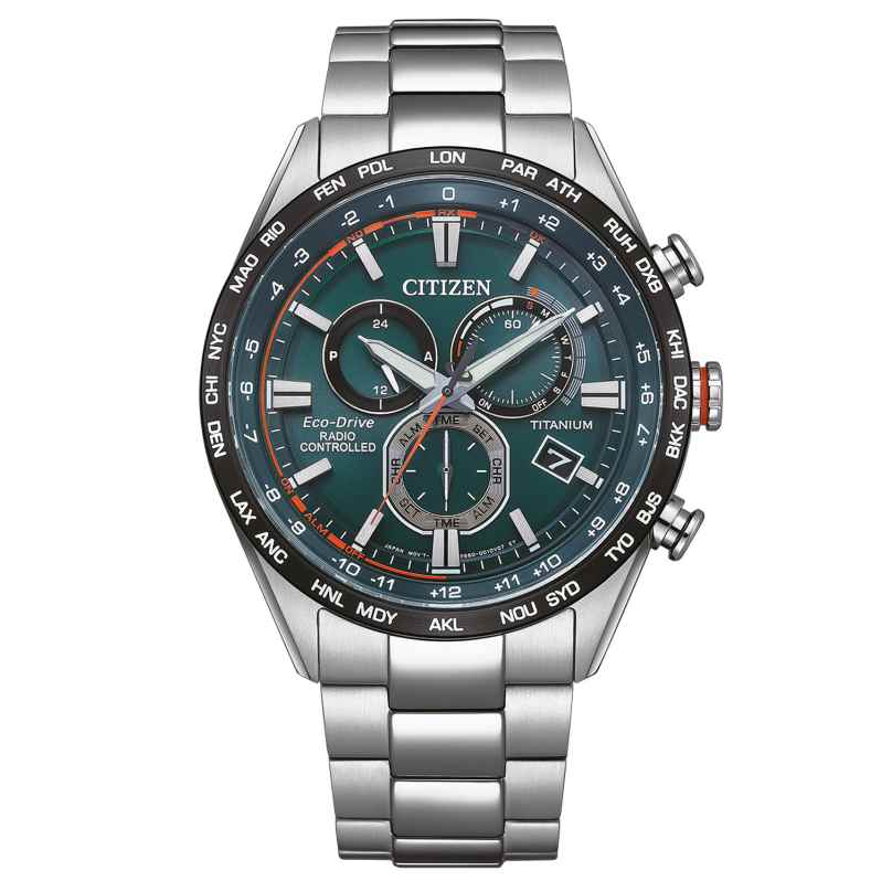 Citizen CB5946-82X Eco-Drive Men's Radio-Controlled Watch Titanium/Green 4974374332165