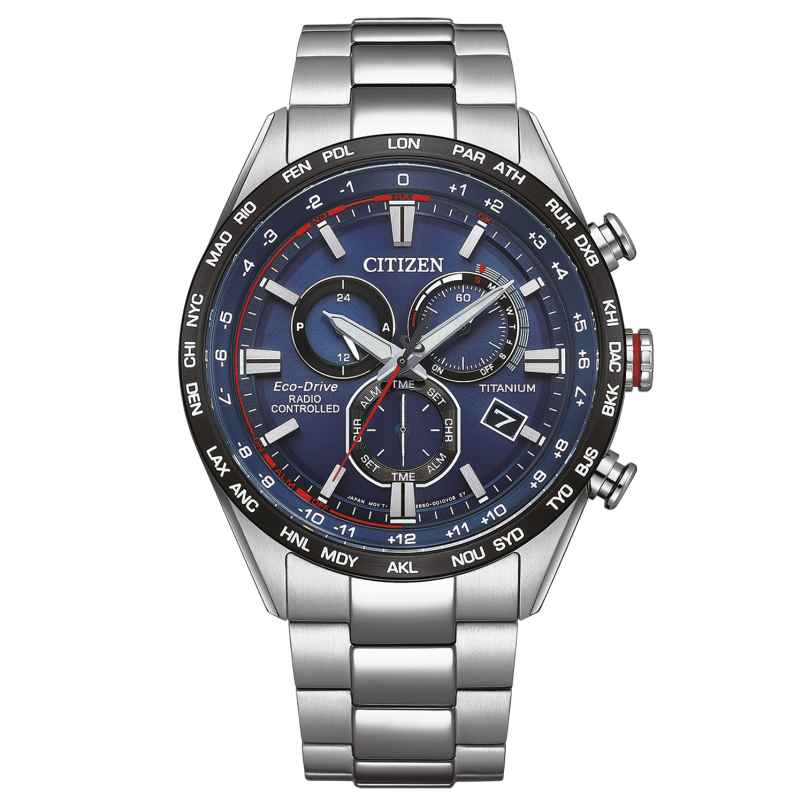 Citizen CB5945-85L Eco-Drive Men's Radio-Controlled Watch Titanium/Blue 4974374332158
