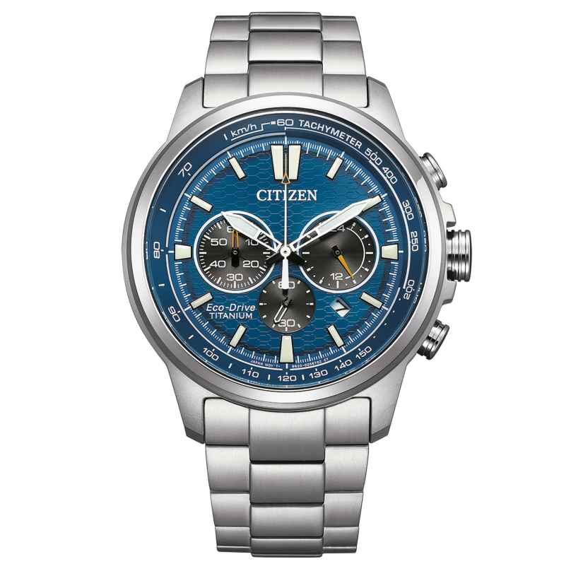 Citizen CA4570-88L Eco-Drive Herren-Chronograph Titan Blau 4974374335975