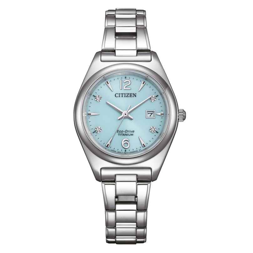 Citizen EW2601-81M Eco-Drive Women's Solar Watch Titanium/Light Blue 4974374338457