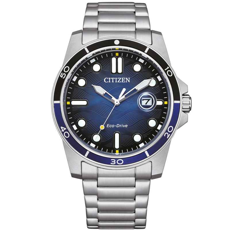 Citizen AW1810-85L Eco-Drive Men's Solar Watch Steel/Blue 4974374339485