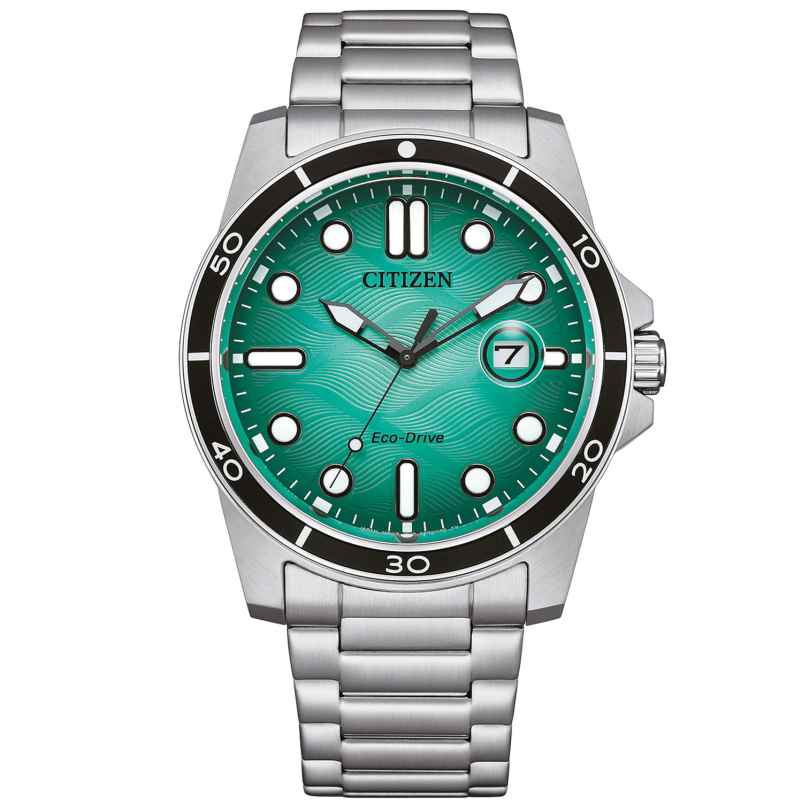 Citizen AW1816-89L Men's Watch Eco-Drive Solar Steel/Turquoise 4974374339515