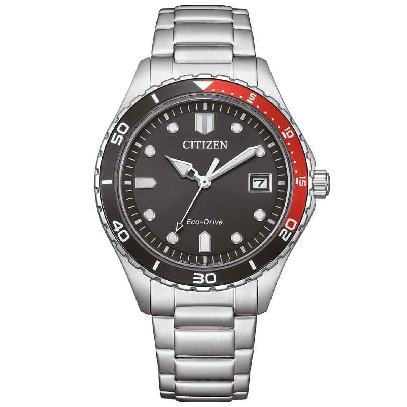 Citizen AW1820-81E Eco-Drive Solar Watch in Unisex Size Steel/Black 4974374339805
