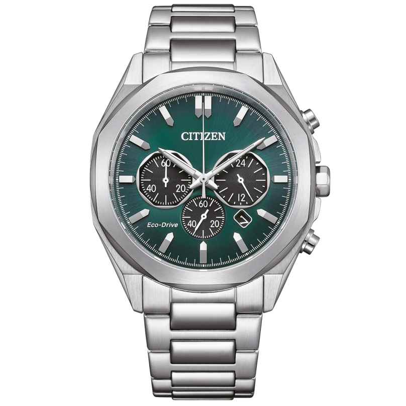 Citizen CA4590-81X Eco-Drive Chronograph Men's Watch Steel/Green 4974374340047