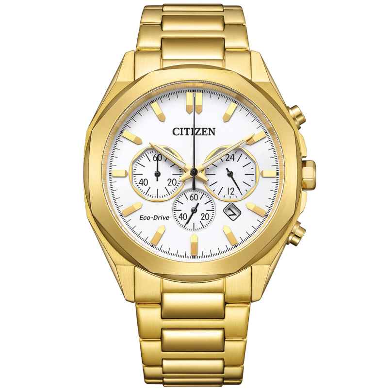 Citizen CA4592-85A Men's Watch Eco-Drive Solar Chronograph Gold Tone 4974374340054