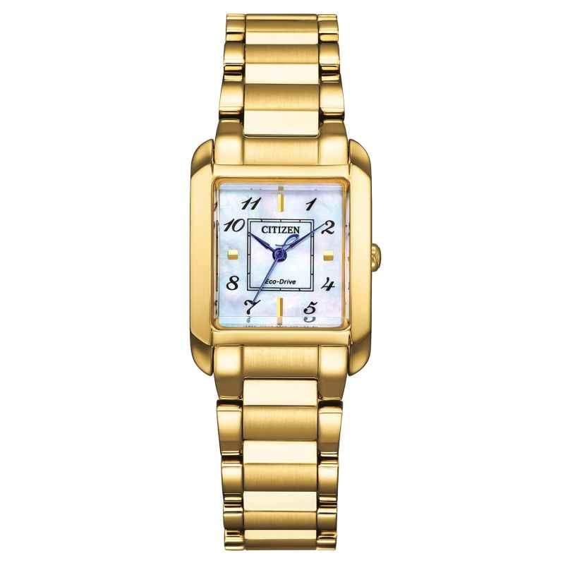 Citizen EW5602-81D Eco-Drive Solar Ladies' Watch Gold Tone/Mother Of Pearl 4974374340955