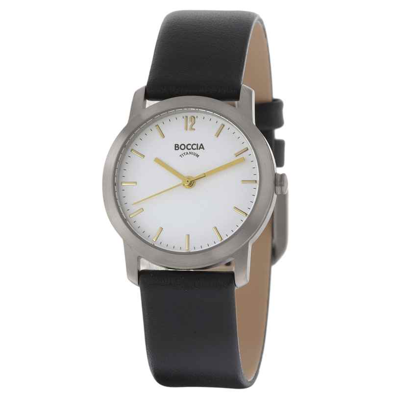 Boccia 3291-02 Titanium Ladies' Wristwatch with Leather Strap 4040066248356