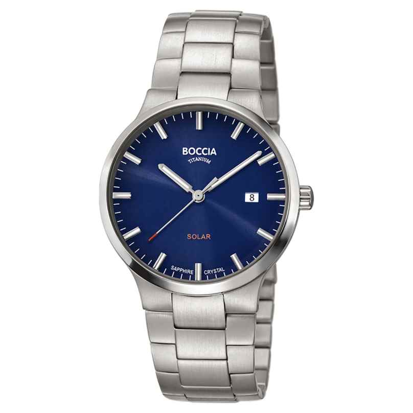 Boccia 3652-02 Men's Solar Watch Titanium Sapphire Crystal Blue 4040066266510