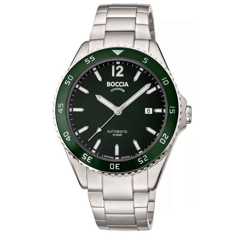 Boccia 3653-02 Men's Watch Automatic Titanium Black/Green 4040066267715