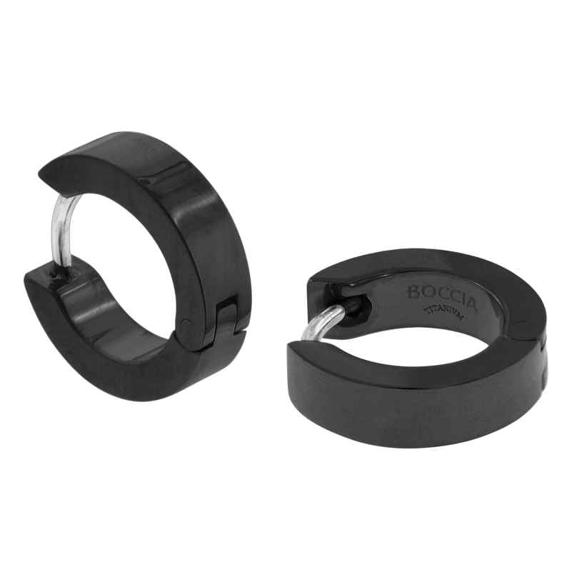 Boccia 0510-16 Titanium Women's Hoop Earrings Black 4040066285542