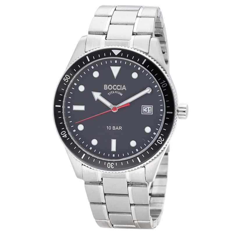 Boccia 3664-06 Herrenuhr Titan 10 bar Schwarz 4040066288741