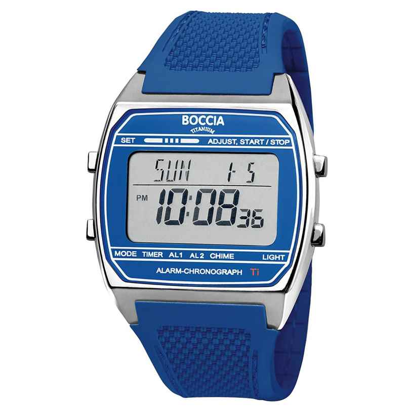 Boccia 3738-02 Digitaluhr in Unisexgröße Titan Blau 4040066288994