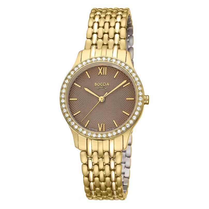 Boccia 3376-03 Women's Titanium Watch Sapphire Crystal Gold Tone/Brown 4040066290775