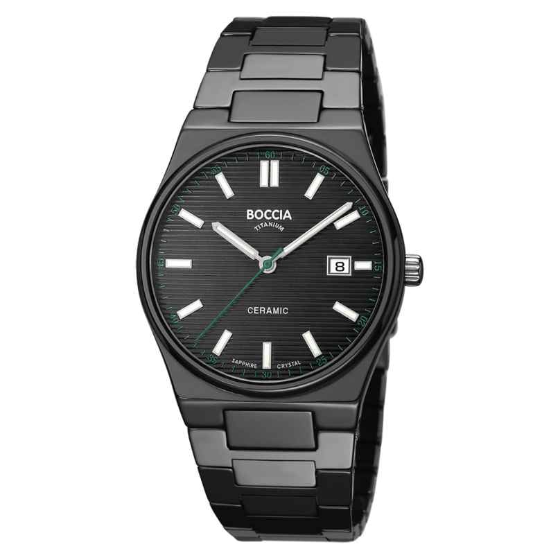 Boccia 3675-01 Herrenuhr Keramik/Titan mit Saphirglas Schwarz 4040066290959