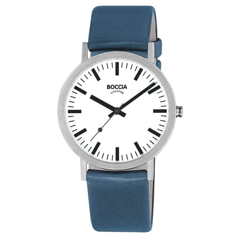 Boccia 3651-24 Men's Watch Titanium with Leather Strap Azure Blue 4040066293431